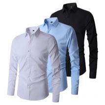 Herren-Langarmhemd, normale Passform, lässig, weiß, für Herren, Button-Down-Social-Hemd, USA-Größe S-XL