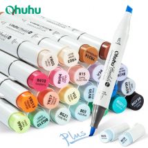 Ohuhu Honolulu Plus 24 Colors Alcohol Markers Double Tipped Art Marker Set Refillable Marker Pen Coloring Illustrations Drawing