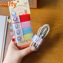 Kawaii Miffy New Style USB Cable Storage Rope Cartoon Rabbit Embroidery Printing Portable Elastic Rope Cable Organizer Girl Gift