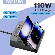 110 W 6 Port USB Ladegerät Station Dual Schnelle Drahtlose Lade Typ C QC3.0 PD3.0 65 W Schnell ladung Für iPhone Xiaomi Samsung Laptop