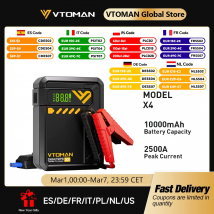 VTOMAN X4 2500A Auto Jump Starter 150PSI Pompa d'aria Batteria per auto Booster di emergenza Dispositivo di avviamento Avviamento per 8.5L/6.0L
