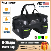 WILD HEART Trockene Motorrad-Hecktasche 70 l mit Seilgurte und Innentasche, wasserdichtes PVC 500D für Reisen, Motorrad usw