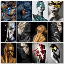 GATYZTORY Ölgemälde nach Zahlen Gold Frau Diy Geschenk für Erwachsene Zeichnen nach Zahlen Handarbeit Kunstwerk Heimdekoration