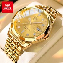 OPK Brand Gold Men's Watches Solid Stainless steel Strap Waterproof Fashion Casual Watch 8170