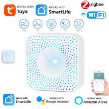 Tuya ZigBee/WiFi Rilevatore di qualità dell'aria PM2.5 Formaldeide VOC CO2 Umidità di temperatura Sensore Smart Air Box 6in1 tramite Alexa Google