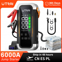 UTRAI 5 in 1 6000A Avviamento di emergenza per auto 150PSI Pompa d'aria PD30W Accumulatori e caricabatterie di riserva Flusso d'aria ad alta velocità Dualmode per kayakAuto Batteria Booster