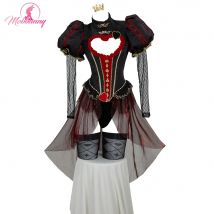 MOBBUNNY Queen Derivative Cosplay Kostüm Damen Dessous Bodysuit Gothic Vintage Stil Herz Ausschnitt Bodysuit mit Handschuhen Krone