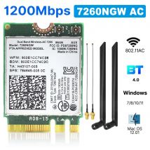 7260AC Bluetooth 4,0 WiFi 1200Mbps Drahtlose Netzwerk Karte NGFF M.2 Wifi Dongle 802,11 AC Dual Band 2,4G 5G für Laptop AC 7260NGW