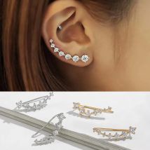 Trend Shiny CZ Zirkon Lange Dipper Ohr Kletterer Kleine Kletterer Ohr Manschette Kein Piercing Ohr Knorpel Clip Ohrringe Hochzeit Schmuck Neue