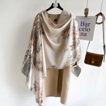Sciarpa primaverile da donna, design di lusso, materiale in poliestere, sciarpa liscia, morbido scialle da spiaggia