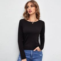 Frauen Langarm T-Shirt Frühling Herbst solide Slim Fit Freizeit hemden weibliche Pullover Basic T-Shirt y2k Kleidung Streetwear Crop Tops