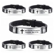 Kreuz Bibel Christian Männer Armband Einstellbar Länge Silikon Armreifen Armband Schrift Liebe Nie Ausfällt Männlichen Schmuck