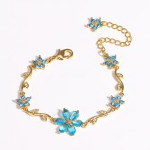 Hohe Qualität Bunte Zirkon Blume Armband Für Frauen Mädchen Luxus Süße Gold Farbe Kristall Einstellbare Armband Schmuck Geschenk