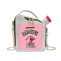 Mode Persönlichkeit Laser Pailletten Stickerei Brief Öl Topf Tasche Kreativität lustige Kette Umhängetasche Frauen niedlichen Umhängetasche