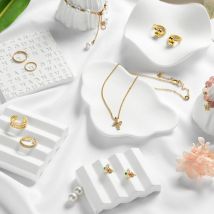 White Plaster Pendant Style Ornaments Earrings Necklace Ring Ornaments Shooting Background Scenery Still Life Products