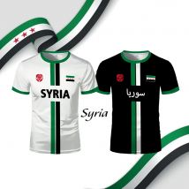 Syrien Fußball T-Shirt Sommer Sport Atmungsaktiv Schnelltrocknend Herren Tops Syrische Flagge Karte Print Kurzarm Jersey Kinderkleidung