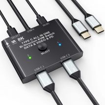 Switch USB-C, switcher USB C bidirezionale 2 in 1 uscita/1 ingresso 2 uscite Switch KVM tipo C Supporta il trasferimento dati video/10 Gbps