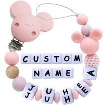 Clip per ciuccio con nome personalizzato ispirata al mouse rosa adorabile personalizzato: unica e affascinante per i bambini