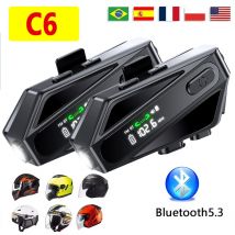 1/2PC C6 Motorrad Helm Bluetooth Intercom Headset AI Entfernung Led Beleuchtung FM Stimme CVC Noise Reduction IPX5 Wasserdicht