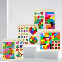 Puzzle in legno 3 in 1 Ordinamento cognitivo dei colori Calcolo matematico Puzzle di intelligenza Puzzle per bambini