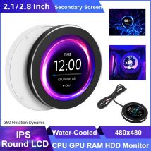 Schermo secondario IPS da 2,1 pollici 480x480 USB LCD rotondo raffreddato ad acqua CPU GPU RAM HDD Monitoraggio NO AIDA64 MINI PC Gamer Display