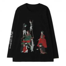 Herren japanisch bedruckte Freizeit hemden 2024 neue geschlechts lose Mode Persönlichkeit vielseitige Retro Jugend Trend Langarm Tops Unisex