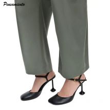 Stern stil Mode Runde kappe Leder Frauen Pumpen Sexy Knöchel Schnalle Büro Dame Dünne High Heels Sommer Party Kleid Schuhe