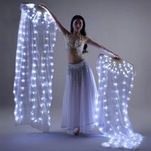 1,5 Meter Bauchtanz LED Seidenfächer Bunte leuchtende Fächerschleier für Frauen Anbetung Lobtanz Bühnenaufführungen Zubehör