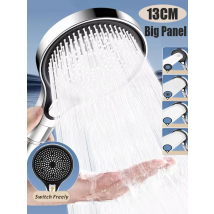 New 13CM Big Panel Pressurized Shower Head With Filter 4 Modes High Pressure Sprayer Multi-function Handheld Bathroom Showerhead