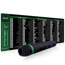 Alfombrilla de ratón EXCO Excel Shortcuts, alfombrilla grande extendida para escritorio de ordenador de oficina, alfombrilla grande para teclado con borde cosido, Base antideslizante