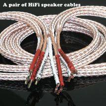 A pair of Jinbao Kable 12TC oxygen free copper HiFi speaker cables, 24 core braided audio amplifier connection cables