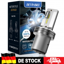 BEVINSEE BA20D H4 LED Lampadina per fari moto Non polarità Plug & Play Fascio Hi/Lo H4 BA20D LED Lampada per moto Wireless DC/AC 12V