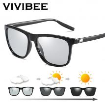 VIVIBEE Farbwechsel Grauer Rahmen Photochrome Polarisierte Sonnenbrille Männer Quadratische Klassische Chameleon Glaases Übergangslinse Brillen