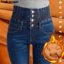 Winter warme dicke fleece frau jeans mit hoher taille jeans frau mom jeans frauen jeans für frauen jean femme kleiden schwarz