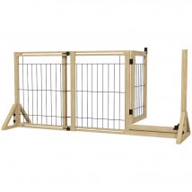 PawHut Barrera para Perros Extensible de Madera 112-159x44x70 cm Natural