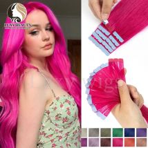 Colored Pink Mini Tape in Human Hair Extensions Invisible Seamless Tape in Hair 10pcs Pink Red Green Purple Blue Mini Tape Hair