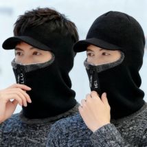 Herren Winter Warm Fleece Winter Warm Beanie Mütze Outdoor Hals Ohr Integrierte Mütze Verdickt Radfahren Strickmütze Schal Winddicht