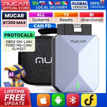 MUCAR BT200 MAX CAN FD OBD2 Skaner 15 Resetów AI Narzędzia Diagnostyczne Samochodowe Skanowanie Wszystkich Systemów Sterowanie Dwukierunkowe Darmowe Aktualizacje