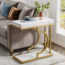 Tavolino stretto Tavolino in oro bianco Tavolino a forma di C Comodino moderno Tavolino piccolo per divano per soggiorno