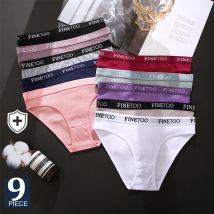 FINETOO 9 Teile/satz Frauen Brief Unterhose Baumwolle Unterwäsche Pantys Dessous Damen 9 Solide Farben M-XXL Frau Sexy Höschen Slip
