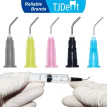 TJDent 100pcs Dental Disposable Needle Bent Tips Etchant Resin Flow Composite Bent Tip 18/19/20/22/23/25G Dentistry Tools