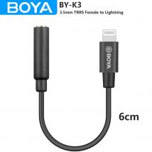 BOYA BY-K3 Cable adaptador de audio para micrófono 3,5 mm TRRS hembra a relámpago certificado MFi para iPhone iPad iPod touch iOS dispositivos