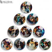 12 mm, 10 mm, 20 mm, 25 mm, 30 mm, 40 mm, 855 Hundemischung, runder Glas-Cabochon, Schmucksuche, 18 mm Druckknopf-Charm-Armband