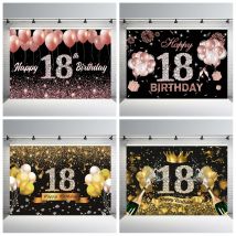 Hintergrund für 18-jährige Geburtstagsfeiern, Fotografie, Schwarzgold, glitzernd, für Jungen und Mädchen, 18. Geburtstag, Fotokabinen-Hintergrund-Requisiten