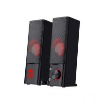 Redragon GS550 Altavoces para juegos de PC Barra de sonido para computadora de escritorio de 2,0 canales Calidad de bajos y retroiluminado rojo decente