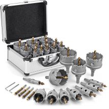 Hartmetall-Lochsägen-Set für Hartmetall, 16-teilig, TCT 16–57 mm, Lochschneider-Set für hochpräzises Schneiden von Edelstahl, Eisen, Kupfer
