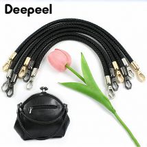 1/2Pcs 30-120cm Schwarz PU Leder Tasche Runde Seil Handtasche Griff Metall Schnalle Kette gewebte-tasche Schulter Gurt Ersetzen Zubehör