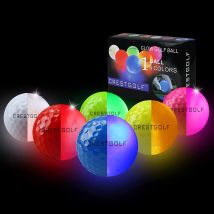 Crestgolf LED-Golfbälle für Nacht, im Dunkeln leuchtender Golfball mit 4 Lichtern, superhell, sechs Farben, bestes Golfgeschenk für Golfer