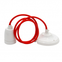 E27 Keramik-Lampenfassung mit Decke, Rose, Textilkabel, Deckenpendelleuchte für Innendekor-Leuchten