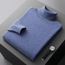 Autunno e inverno nuovo 100% pura lana merino pullover dolcevita da uomo maglione di cashmere addensato caldo sciolto tinta unita top